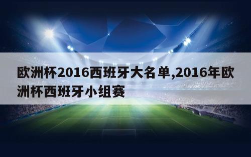 欧洲杯2016西班牙大名单,2016年欧洲杯西班牙小组赛